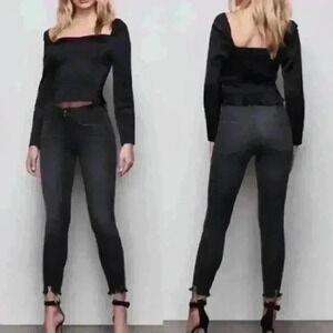 𝅺GOOD American Good Legs Crop Jeans Black083 Size 2/26